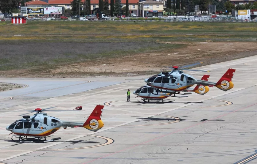 Tres de los hasta 11 Airbus Helicopters, de la primera serie, que dotarán a la Escuela Militar de Helicópteros. Foto: Julio Maíz