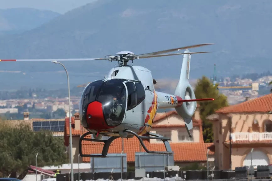 Uno de los pequeños helicópteros EC120B de la Escuela Militar de Helicópteros. Foto: Julio Maíz