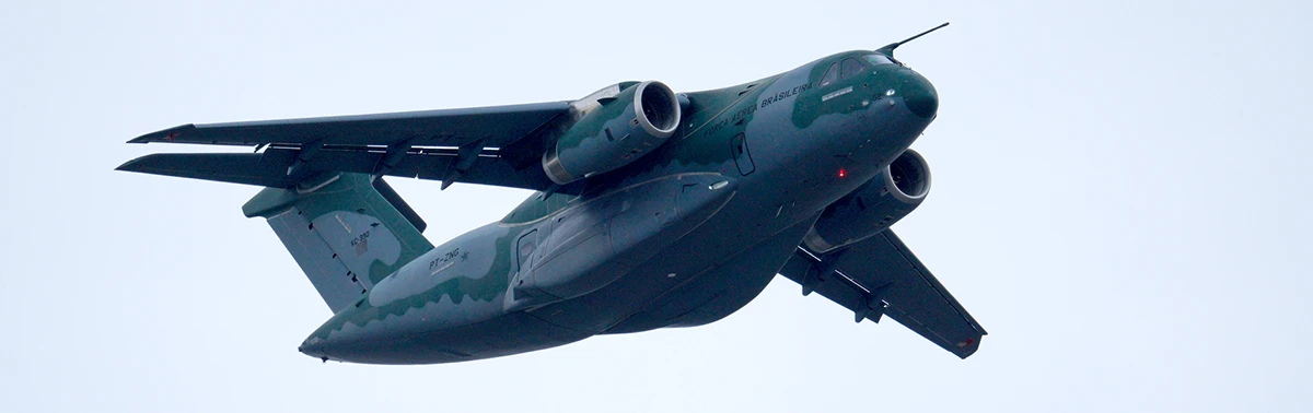 KC-390 en la exhibicin area de Embraer en Paris Air Show 2023. Foto: Embraer