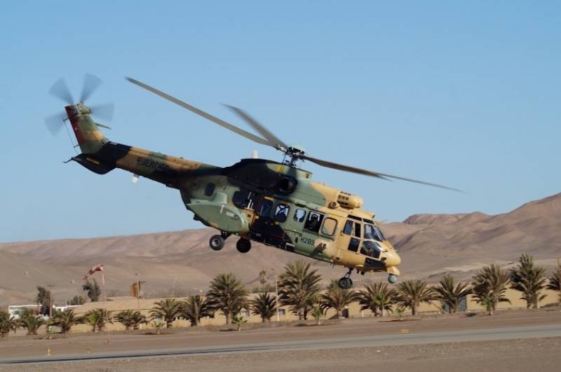 Despegue del Helicoptero AS-532 ALE Cougar desde el Aerdromo el Buitre (foto: Web del Ejrcito de Chile)