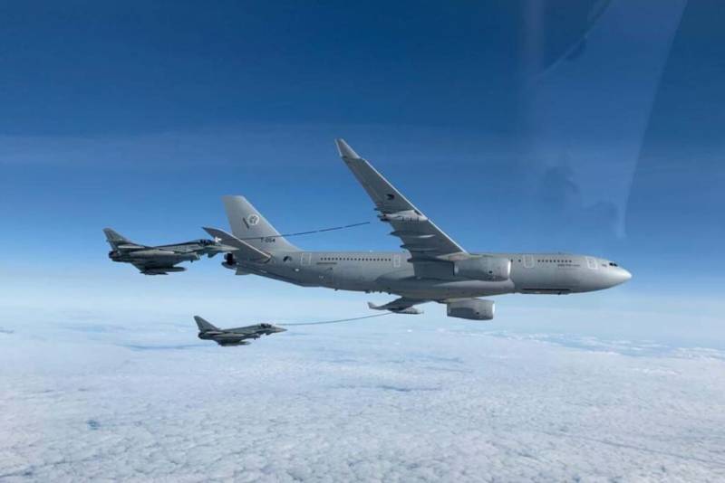 Un 330 MRTT de la MMU repostando dos Eurofighter alemanes (Foto Airbus)