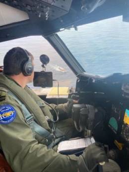 Monitoreo de la flota pesquera desde un P-3 ACH Orion, foto Armada de Chile