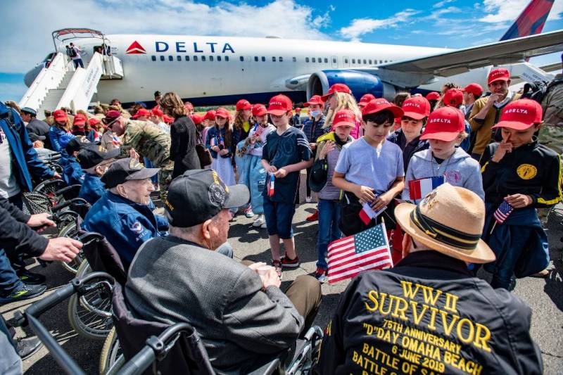 Veteranos de la Segunda Guerra Mundial. Foto: Delta Air Lines.