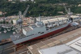 El 18 de mayo de 2024 ha sido botado el navo A 5336 Atlante que es el segundo buque logstico de reciente diseo y fabricacin para la Marina Militare. (Fincantieri)