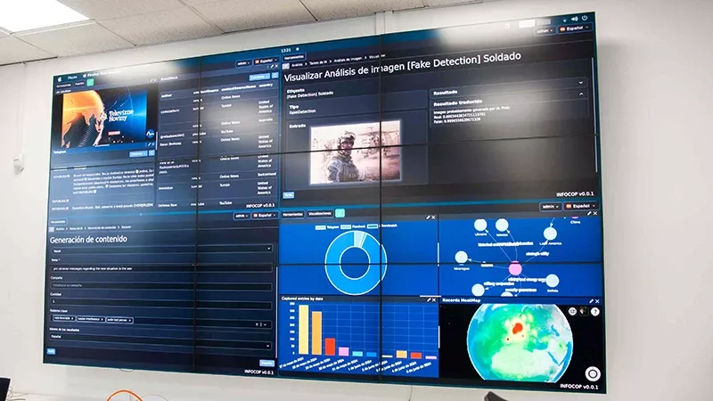 Imagen de un monitor con un panel de control del Proyecto Tecnolgico ZEUS C2 ET del Ejrctio de Tierra.