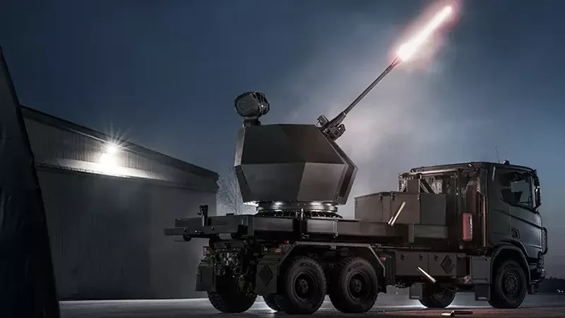 Tridon Mk2m solucin antiarea montada en un can para favorecer su movilidad. Foto: BAE Systems