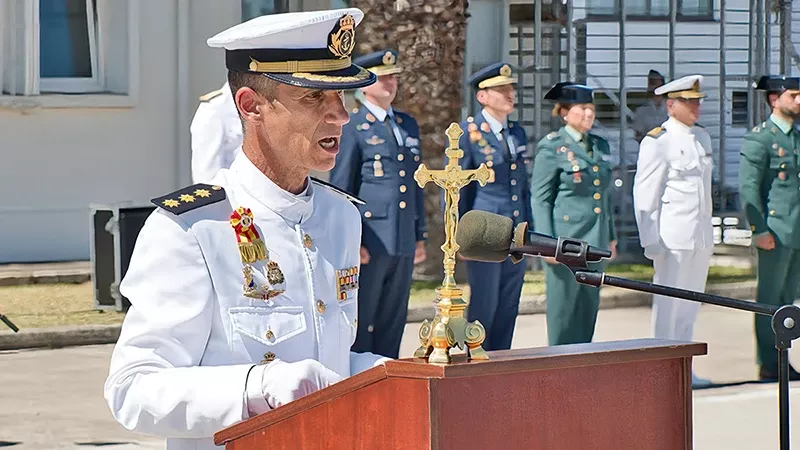 El Coronel de IM Antonio Nez Rodrguez durante su discurso de toma de Mando. Foto: Armada