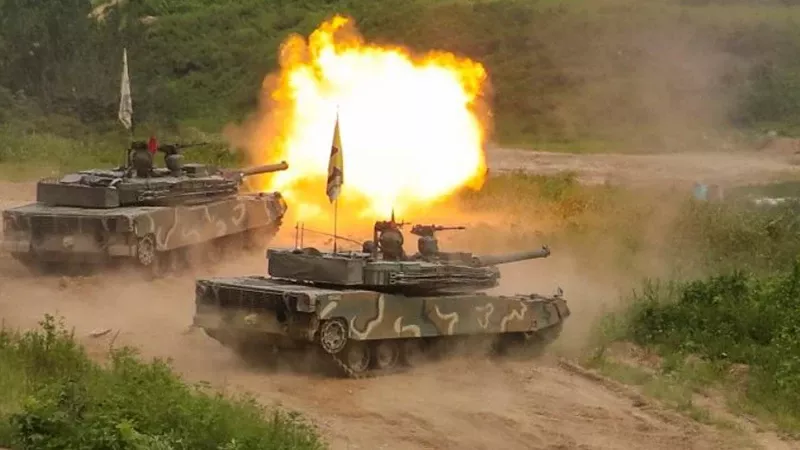 Un ejercicio de las Fuerzas Armadas surcoreanas con carros de combate. Foto: Ministerio de Defensa de Corea del Sur