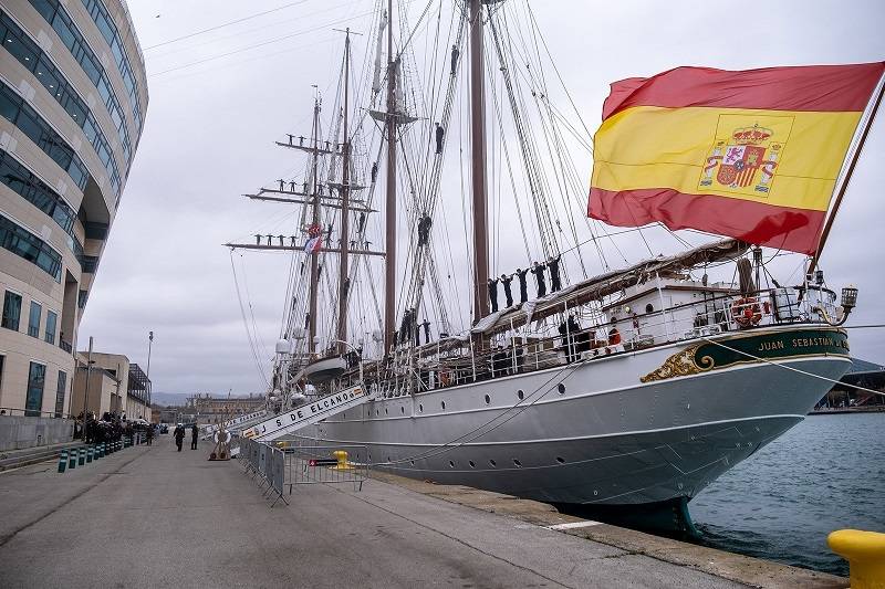 El Juan Sebastin de Elcano atracado en Barcelona en su anterior visita.