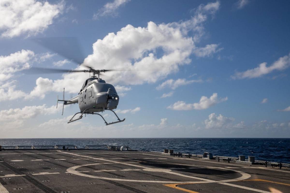 Un MQ-8C toma en la cubierta de un buque de la Marina estadounidense (Northropp Grumman)