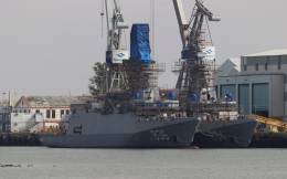 Dos de las corbetas de la clase Al-Jubail durante su fase de construccin en Navantia. (foto defensa.com)