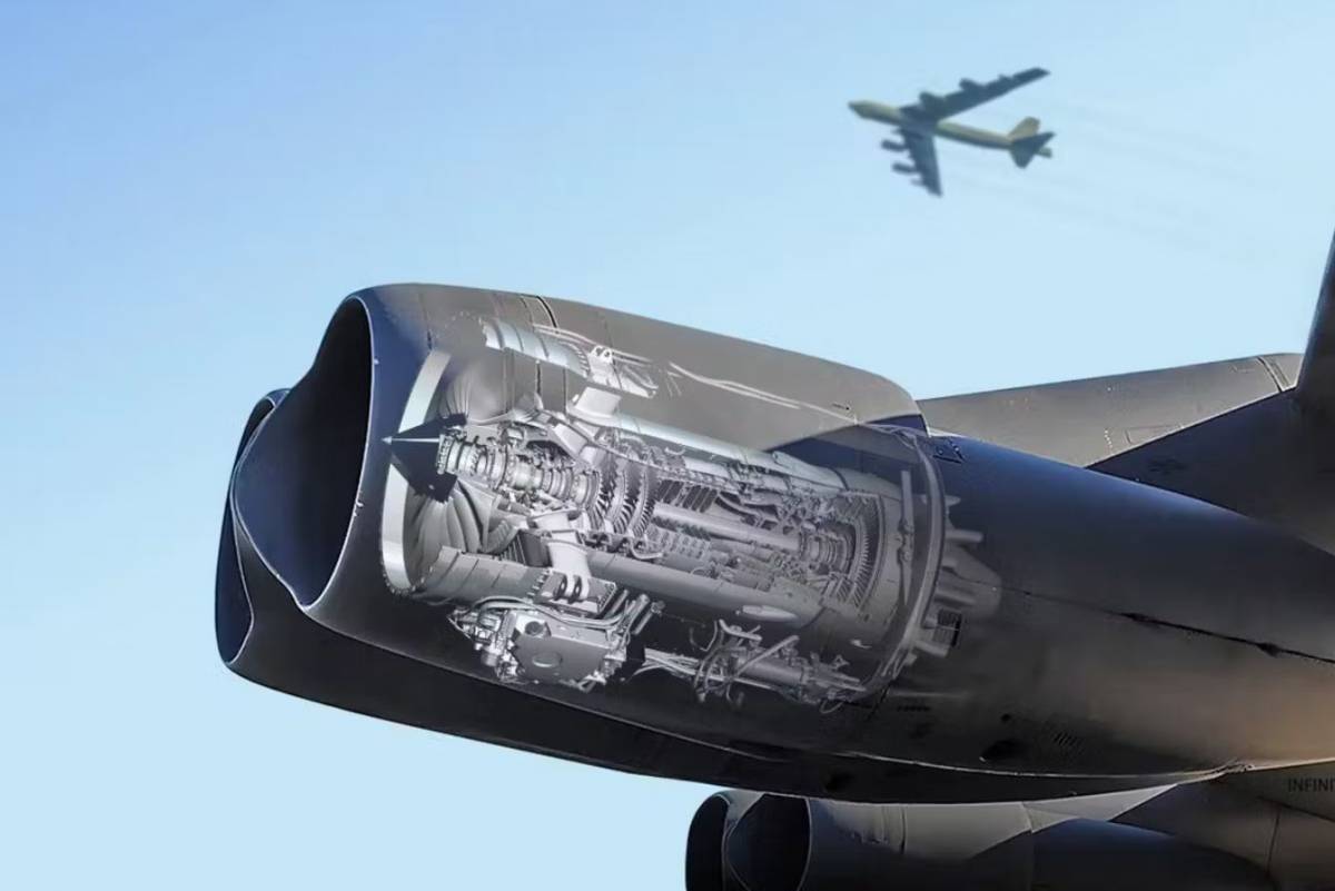 Imagen digital del nuevo motor F130, que equipar al mtico bombardero norteamericano B-52H. (foto USAF)