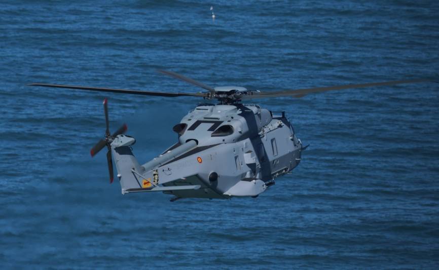 Vista trasera del NH90, donde se aprecia que está dotado de dos motores, en concreto los General Electric CT7-8F5. (Foto Julio Maiz)